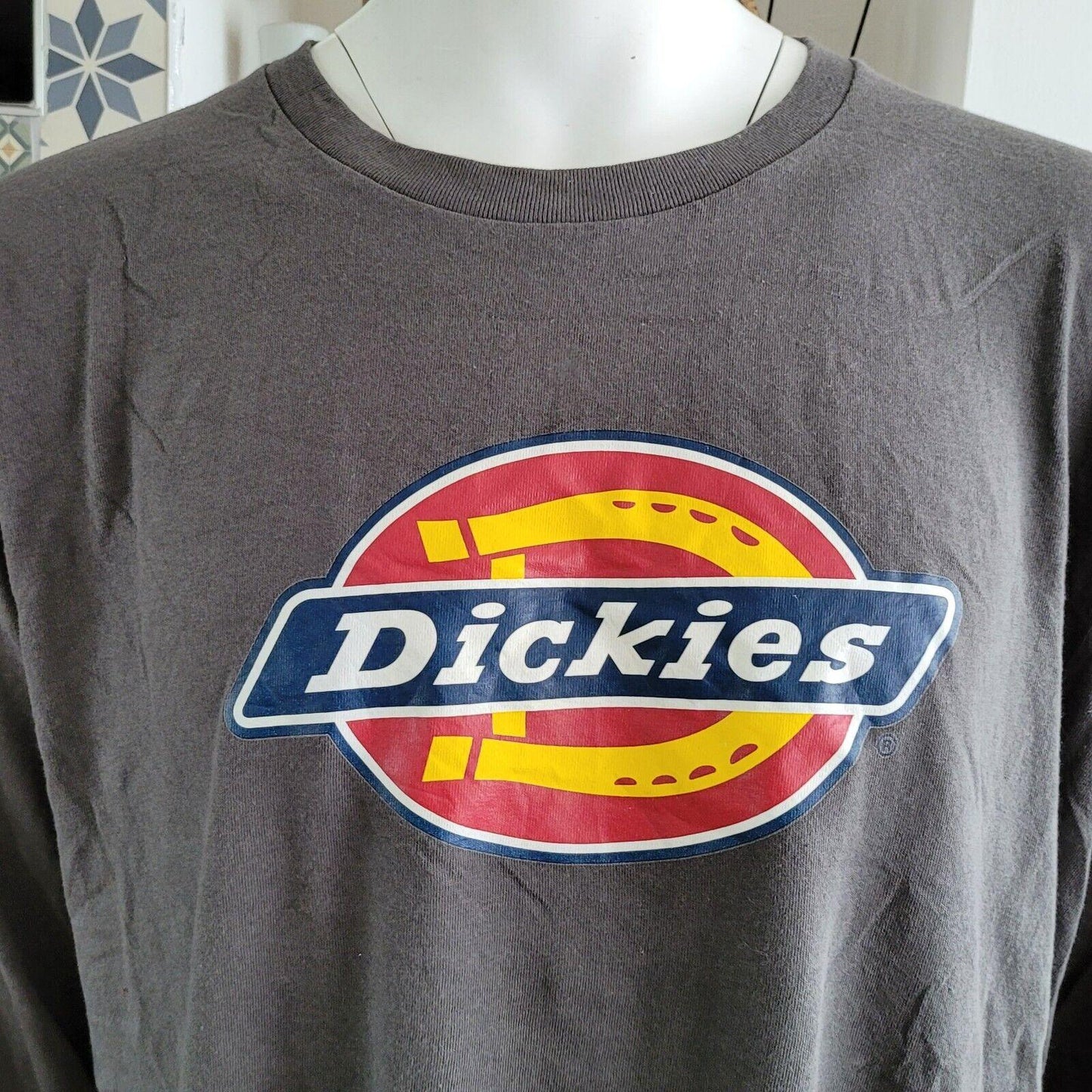 Dickies Gray Cotton Long Sleeve T-Shirt | Size 2XL-USASTARFASHION