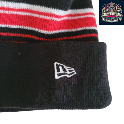 🏀 Chicago Bulls NBA '21 NE Striped MB Knit New Era Beanie Hat - One Size ⚫🔴 - USASTARFASHION