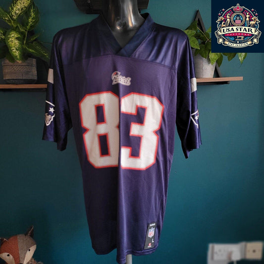 Vintage NFL Shirt - Patriots Welker #83 Reebok Team Apparel Size L, Comfortable Fit, Iconic Design - USASTARFASHION