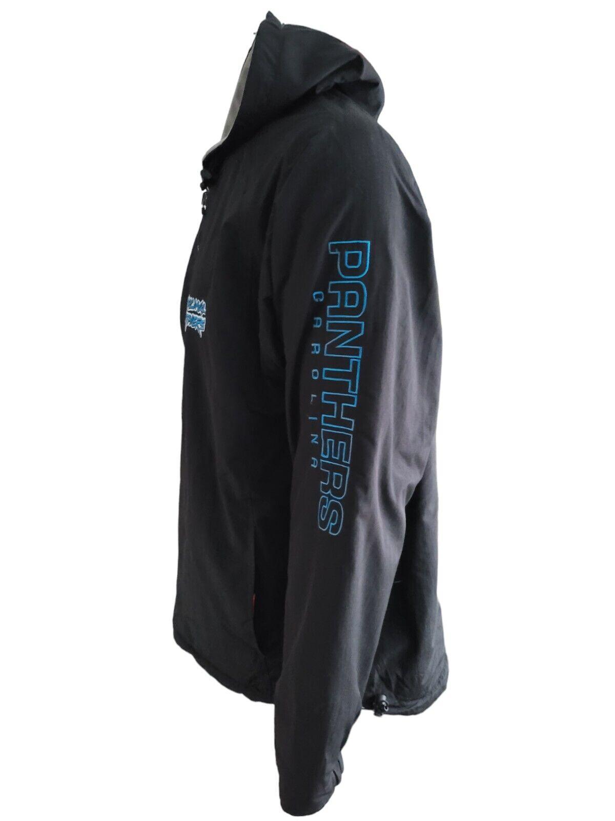 NFL Carolina Panthers Reversible Jacket in Size L - Black/Logo & Text Sides, 2-in-1 Design, Game Day Outerwear-USASTARFASHION