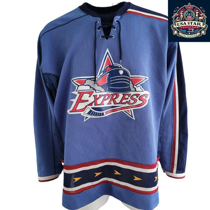 🏒 CCM Roanoke Express Vintage Hockey Jersey, No. 77, Made in Canada, Adult Size - USASTARFASHION