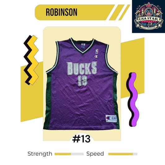 Champion Authentic Vintage Milwaukee Bucks Jersey #13 Robinson Youth XL, Durable & Stylish - USASTARFASHION