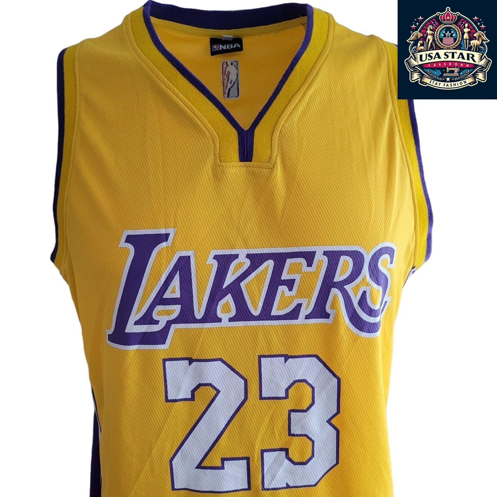 James 23 Basketball Vest - Lakers Youth 2XL Retro Crewneck in Vibrant Yellow for Young Fans - USASTARFASHION