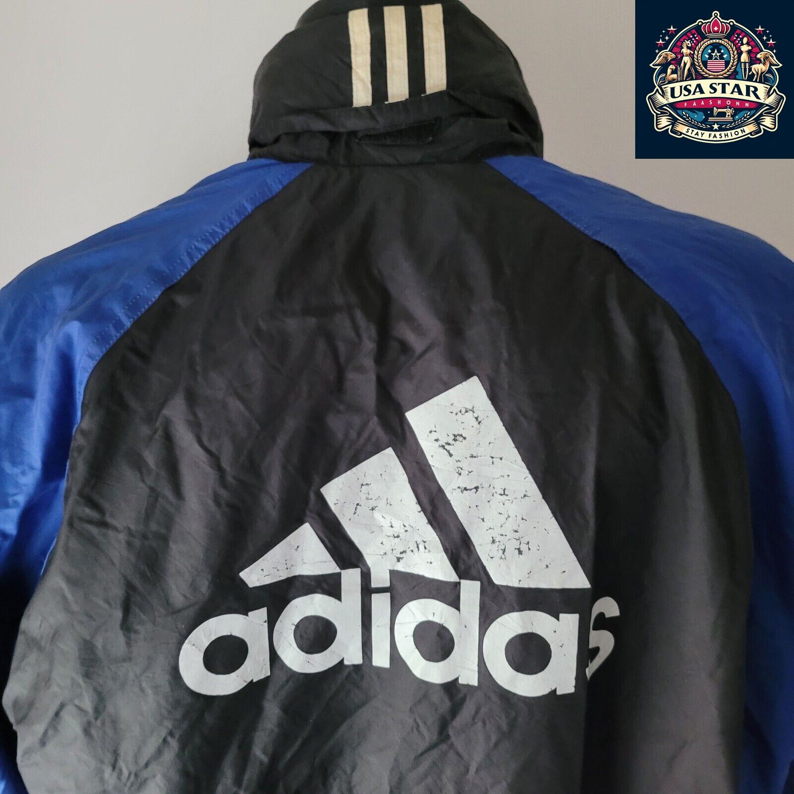 Men's Adidas Jacket Size M - Stylish Black & Blue, Comfortable Fit Ideal for Layering - USASTARFASHION