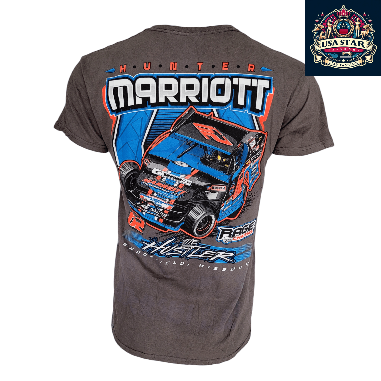 Hunter Marriott Racing T-Shirt For Men | Gildan 100% Cotton | Medium Size | Graphic Design - USASTARFASHION