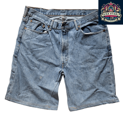 Levi's 550 Denim Jorts W38 - Men's Light Wash Vintage Style with Relaxed Fit and Roomy Pockets - USASTARFASHION