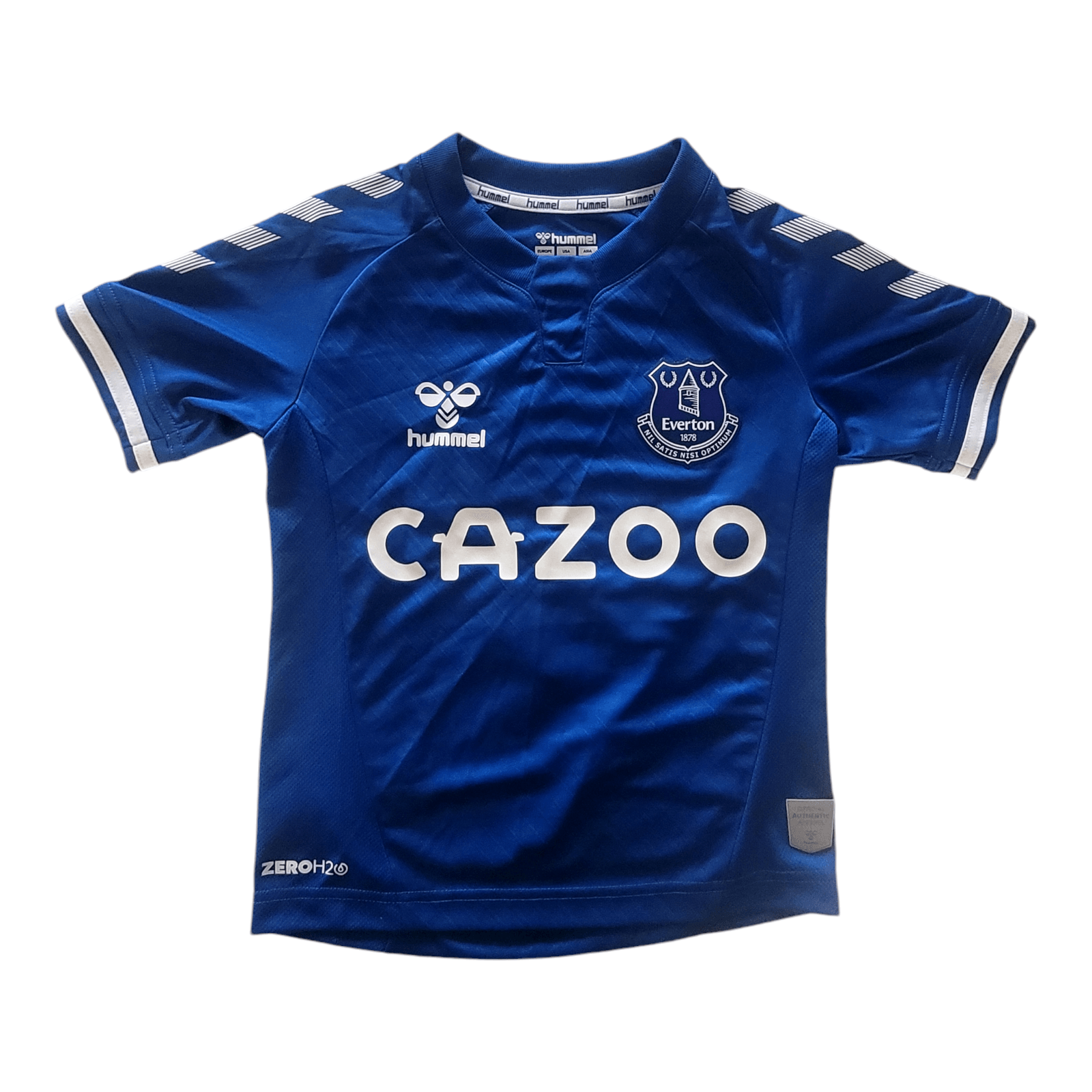 Everton FC 2021-2022 Home Jersey Youth 6Y/116cm Hummel Isaac #4 Cazoo Sponsor