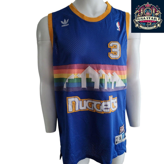 Adidas NBA Hardwood Classics #3 Allen Iverson Denver Nuggets Jersey XL Rainbow Vintage Authentic - USASTARFASHION