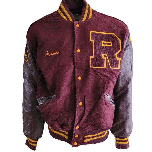 Vintage 90s DeLong Jasmin Riverview XL Varsity Jacket - Wool & Leather Bomber-USASTARFASHION