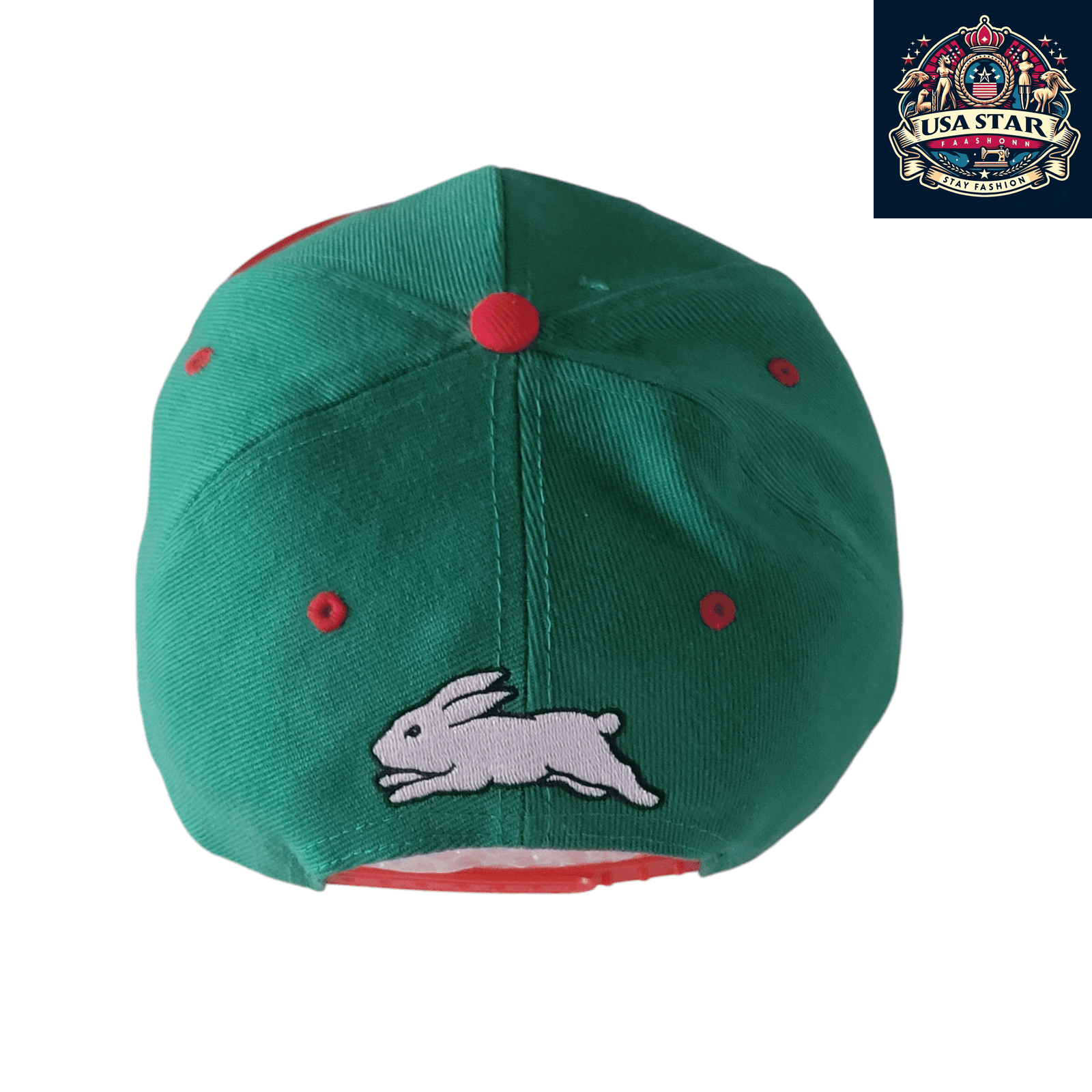 South Sydney Rabbitohs Cap - Official NRL Licensed Adjustable Supporter Hat in Green/Red, Size S - USASTARFASHION