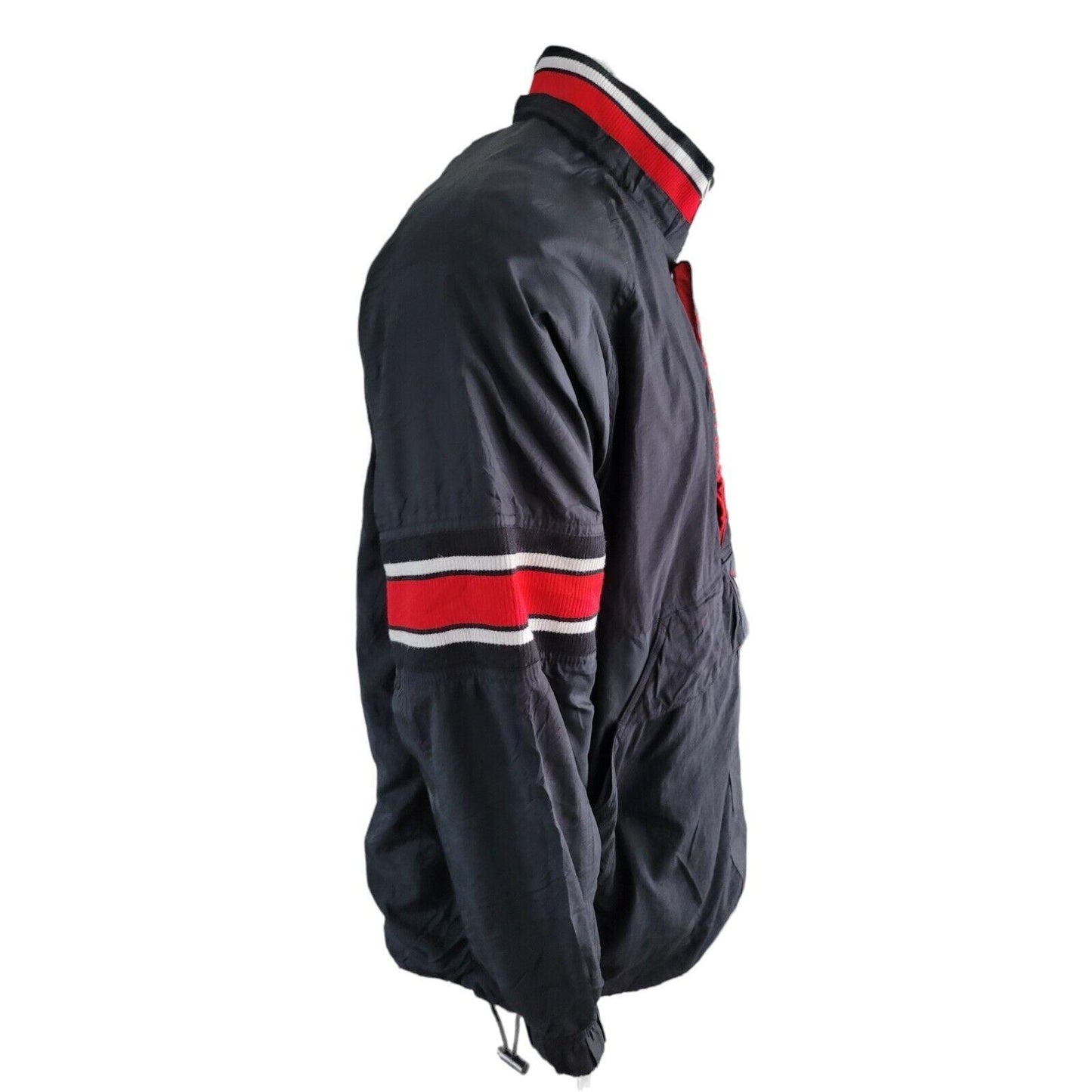 Chicago Bulls Starter Pro Sport 90s Puffer Bomber Jacket - Black/Red (Size L)-USASTARFASHION