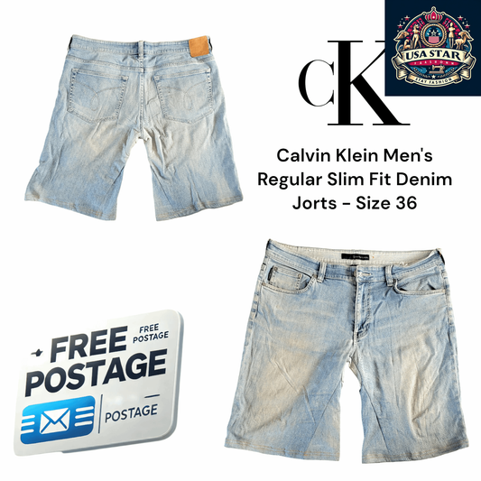 Calvin Klein Jorts Men's Regular Slim Fit Denim Shorts Size 36 - Comfortable, Stylish, Versatile - USASTARFASHION