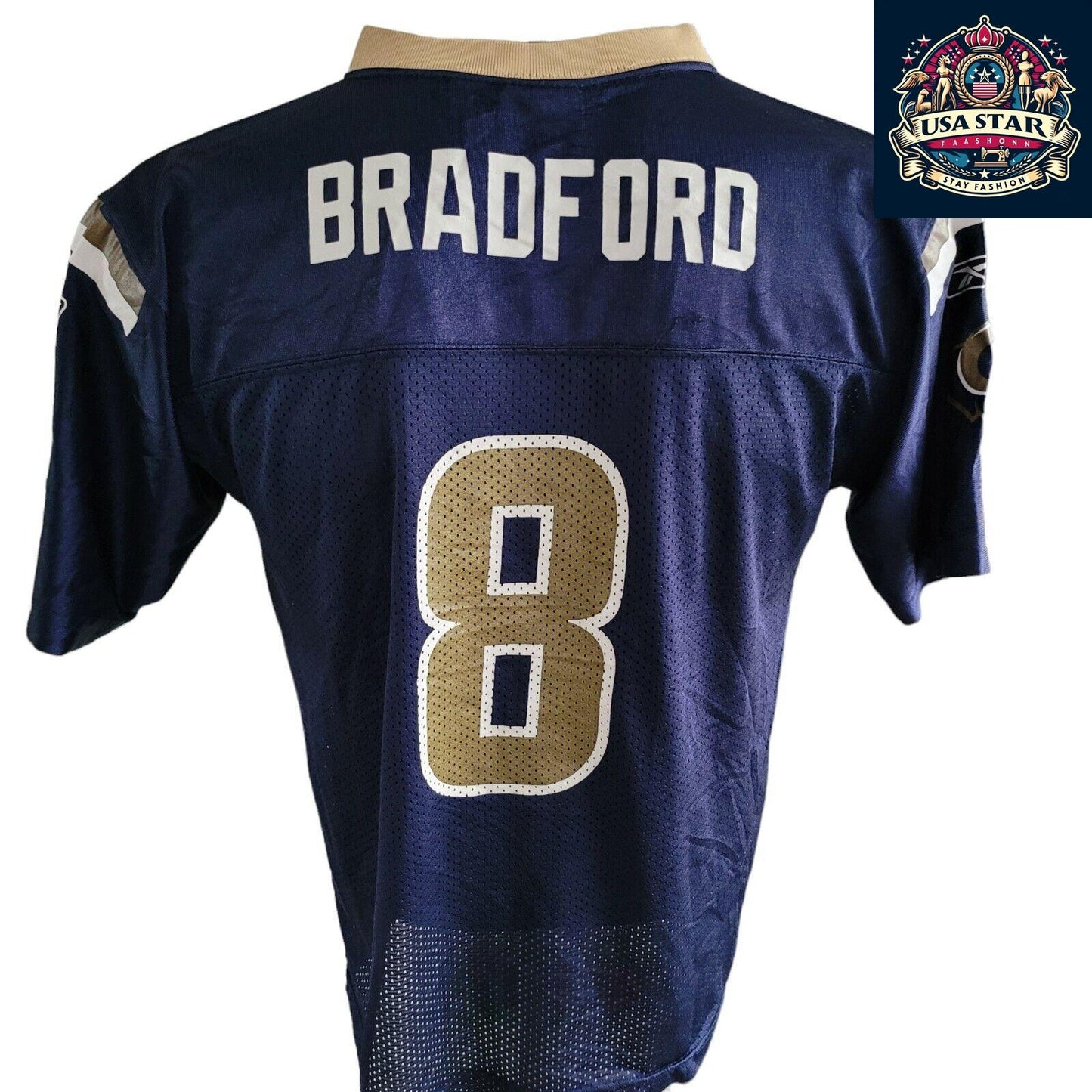 NFL Youth Football Jersey - St. Louis Rams #8 Bradford, Durable, Comfortable, Authentic Team Colors - USASTARFASHION