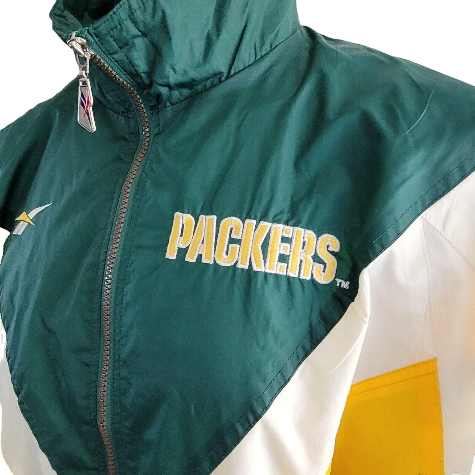 NFL PRO LINE Green Bay Packers Track Jacket Men's Size L Windproof Waterproof-USASTARFASHION