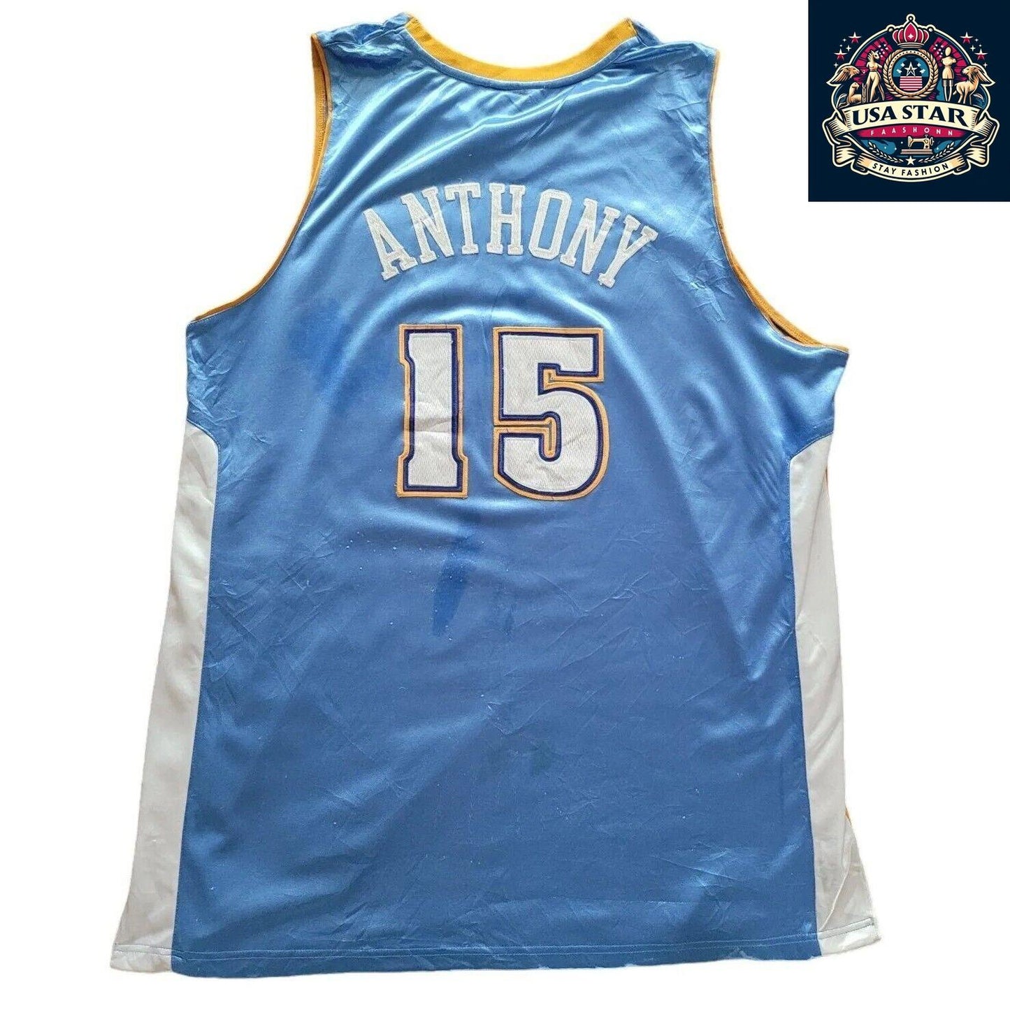 Reebok Vintage Denver Nuggets #15 Anthony Jersey  90s Sz 56 XXL Retro Sportswear - USASTARFASHION