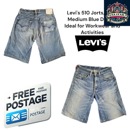 Levi's 510 Jorts W32 in Medium Blue Denim, Durable Fit for Work and Casual Style - USASTARFASHION