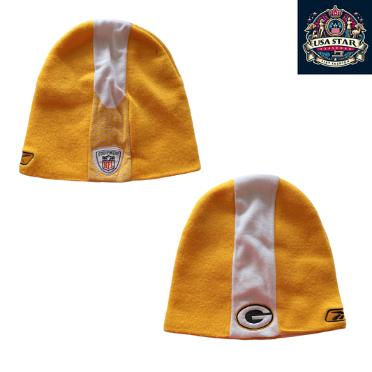 Green Bay Packers Beanie by Reebok - Yellow & White Stripes, Warm Fabric, Official NFL Gear - USASTARFASHION