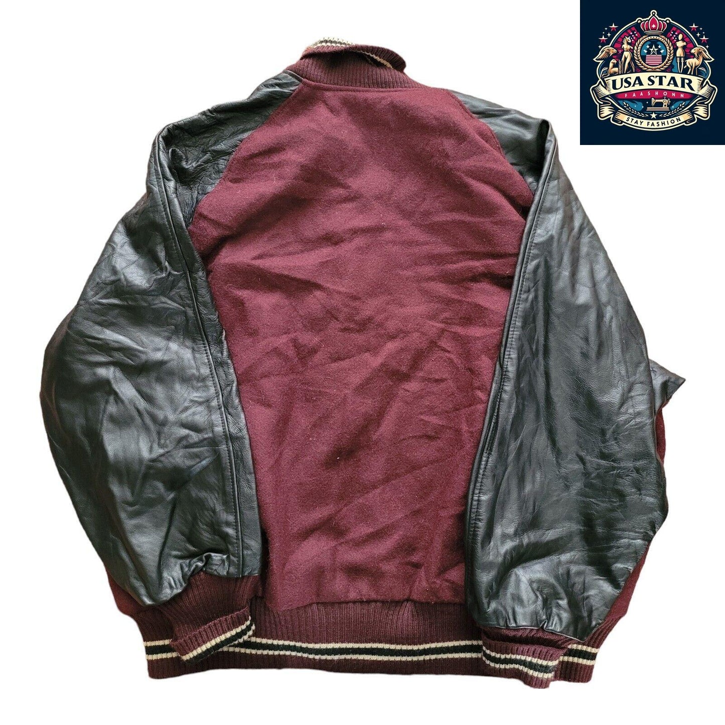 Ripon Wool Leather Varsity Jacket for Men, Size 4XL, Vintage Style, Premium Quality - USASTARFASHION