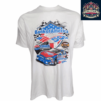 Bank Of America 500 T-Shirt XL 100% Cotton Graphic Tee White Vintage NASCAR 2007 Edition - USASTARFASHION