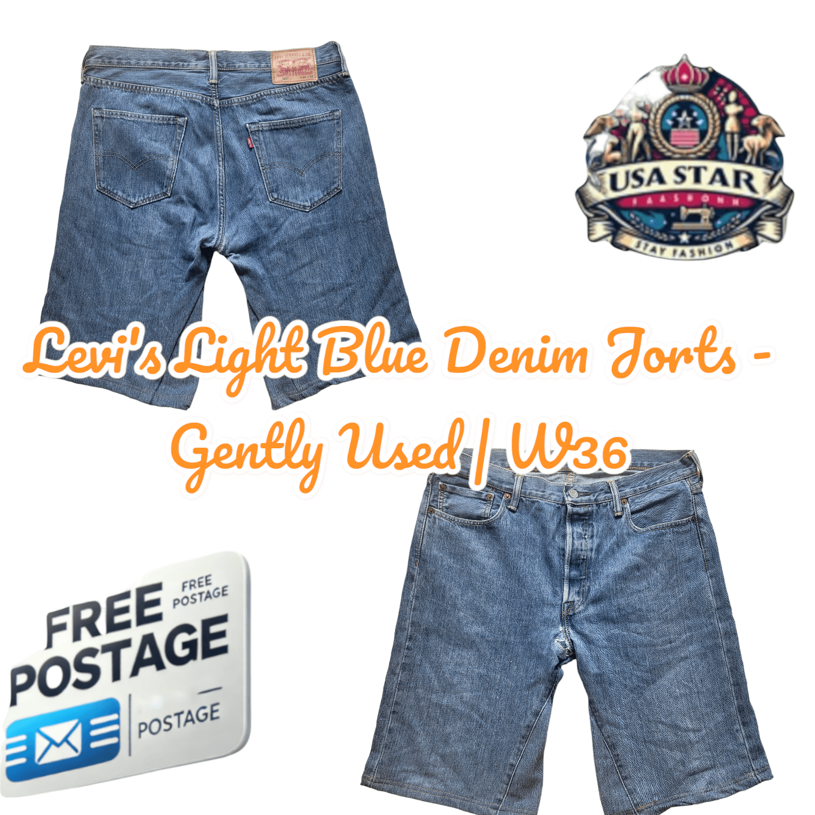 Levi's Light Blue Denim Jorts - Gently Used | W36