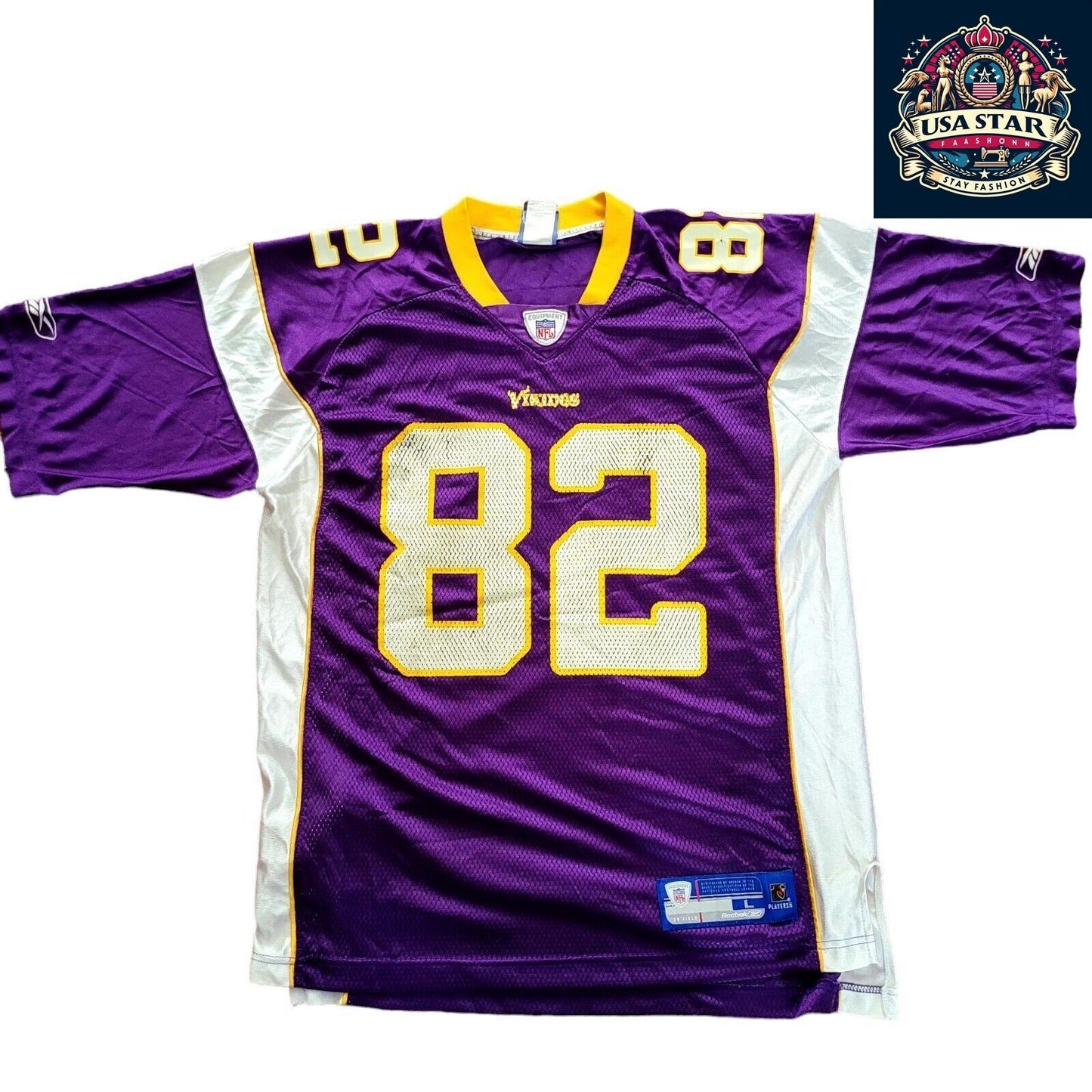 Troy Williamson Jersey #82 Minnesota Vikings Authentic Reebok Large Purple NFL Fan Gear - USASTARFASHION