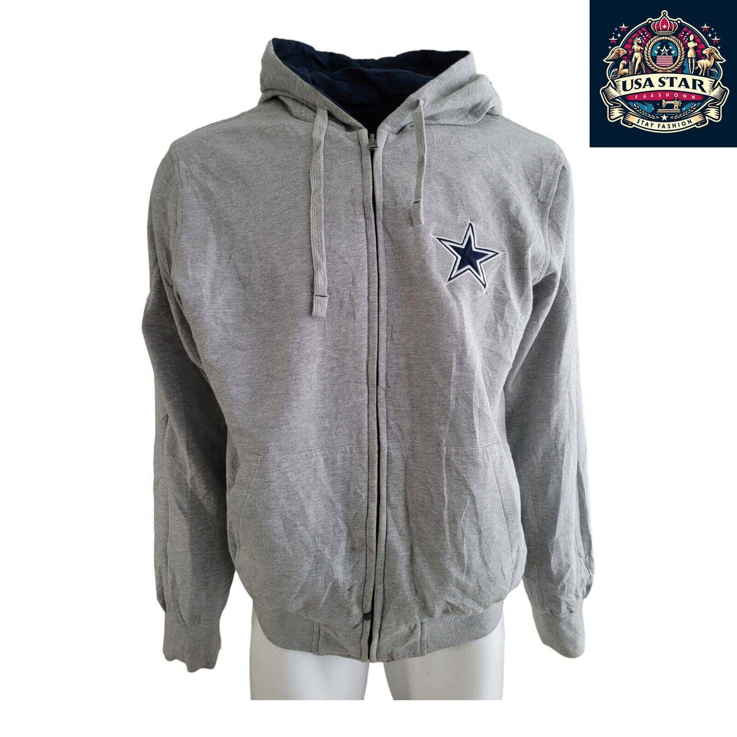 GIII Branded Dallas Cowboys Jacket for Men, Reversible, Hooded, Size L, Authentic Wear - USASTARFASHION