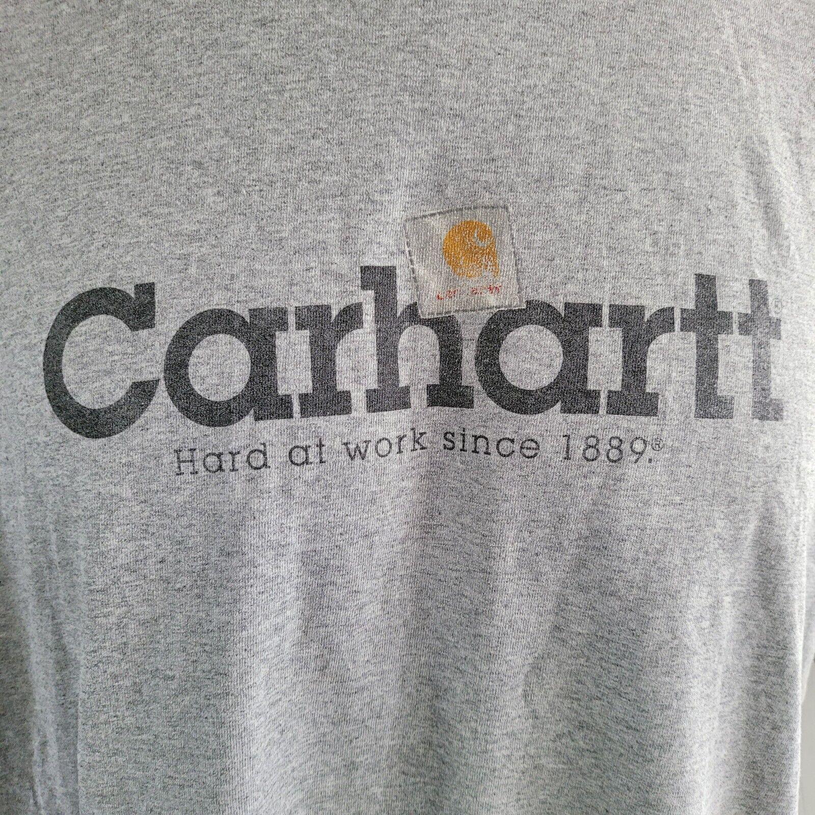 Carhartt Gray Short Sleeve Shirt | XL, Logo Design, Cotton Blend-USASTARFASHION