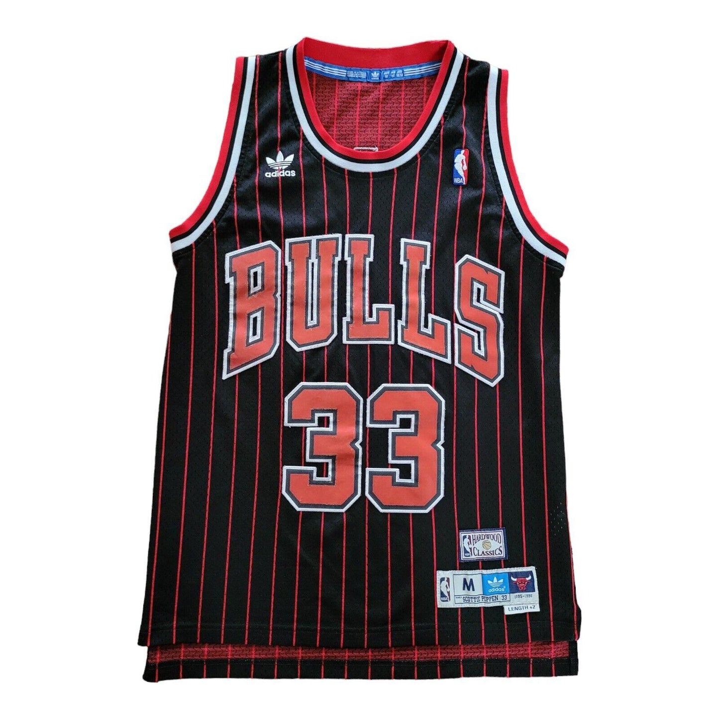 Chicago Bulls Scottie Pippen #33 Black & Red Pinstripe NBA Jersey Size M - BNWT-USASTARFASHION