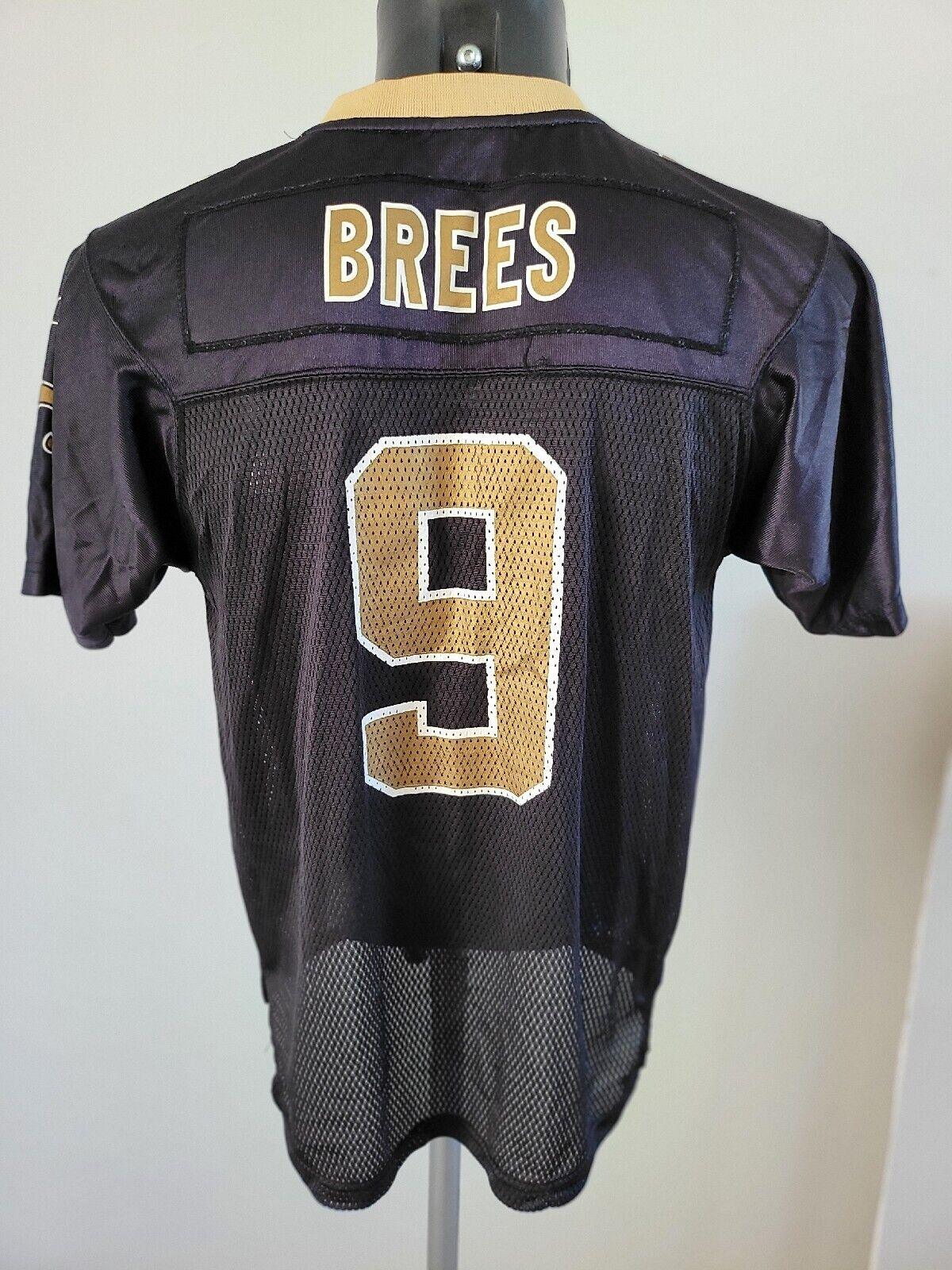 NFL New Orleans Drew Brees #9 Youth Large Reebok Jersey Shirt Brown-USASTARFASHION