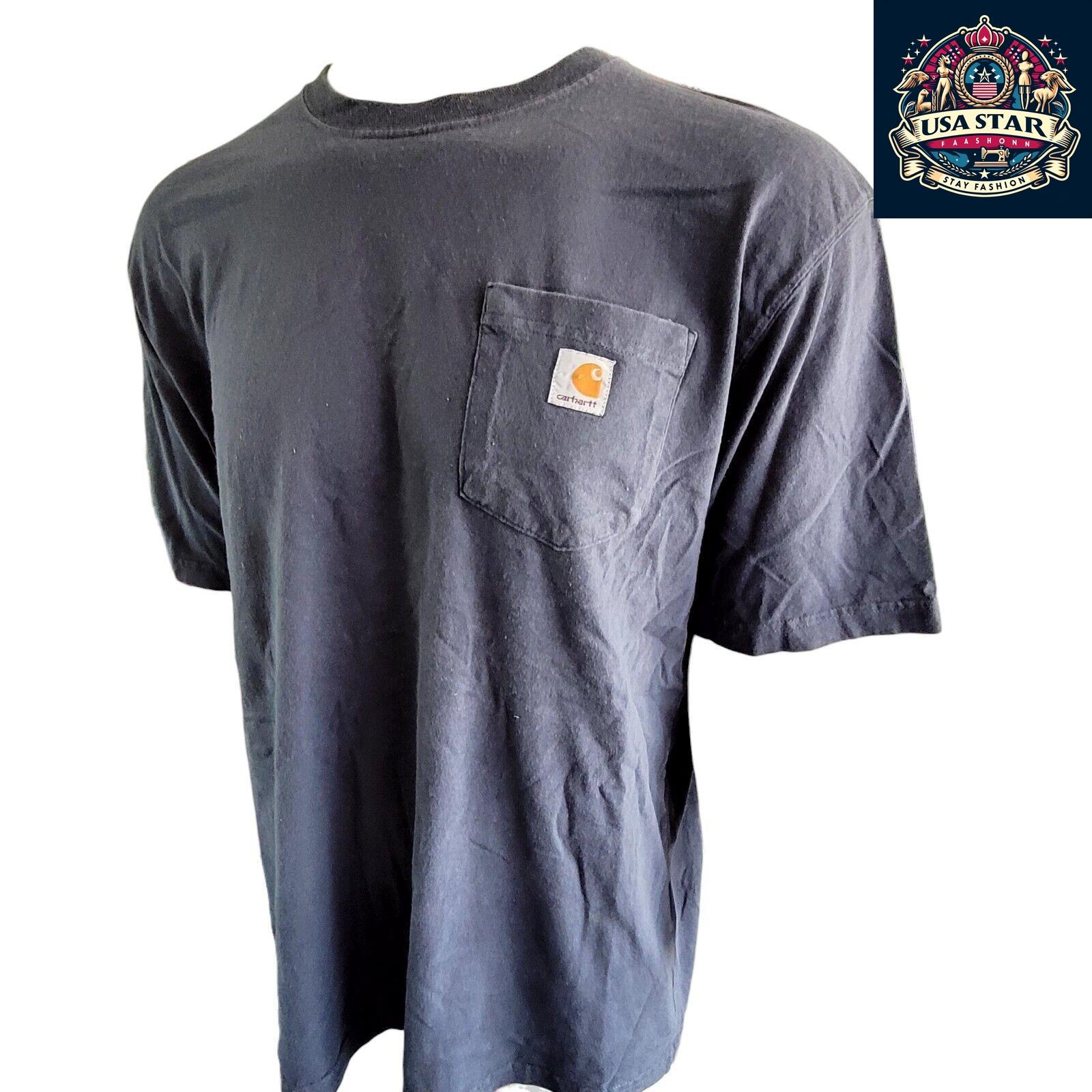 Carhartt Men's T-Shirt XL Original Fit 100% Cotton Deep Navy Blue with Iconic Logo - USASTARFASHION