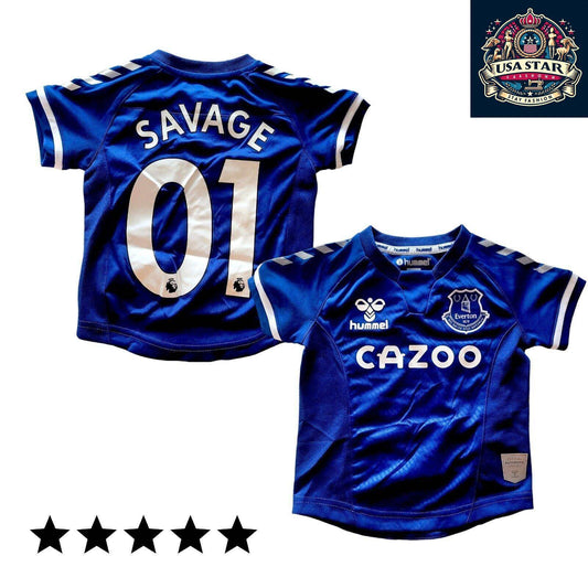 Everton Toddler Jersey Hummel Savage #01, Official Licensed Infant Football Apparel, 6-12 Months - USASTARFASHION