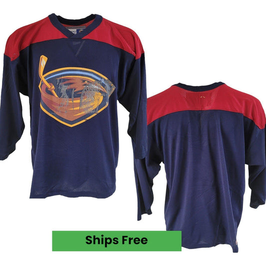 Athlanta Thrashers CCM Ice Hockey Jersey | Size L, Navy Blue, Durable Fabric, Superior Design - 25" Pit to Pit, 29" Length-USASTARFASHION