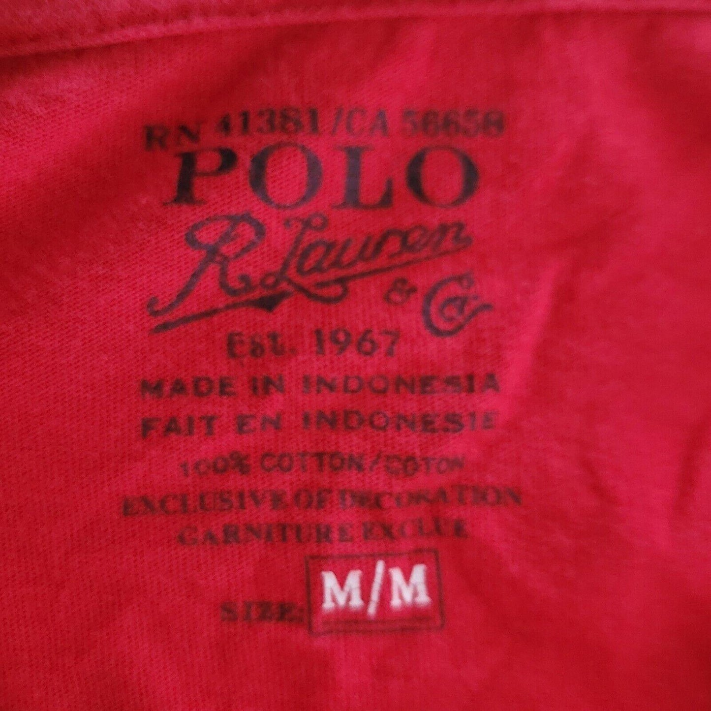 Polo Ralph Lauren 100% Cotton Crew Neck T-Shirt - Red - Regular Fit - Size M-USASTARFASHION