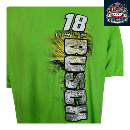 Kyle Busch T-Shirt #18 M&M's Vintage Racing Tee 3XL Green Joe Gibbs Racing Fan Style - USASTARFASHION