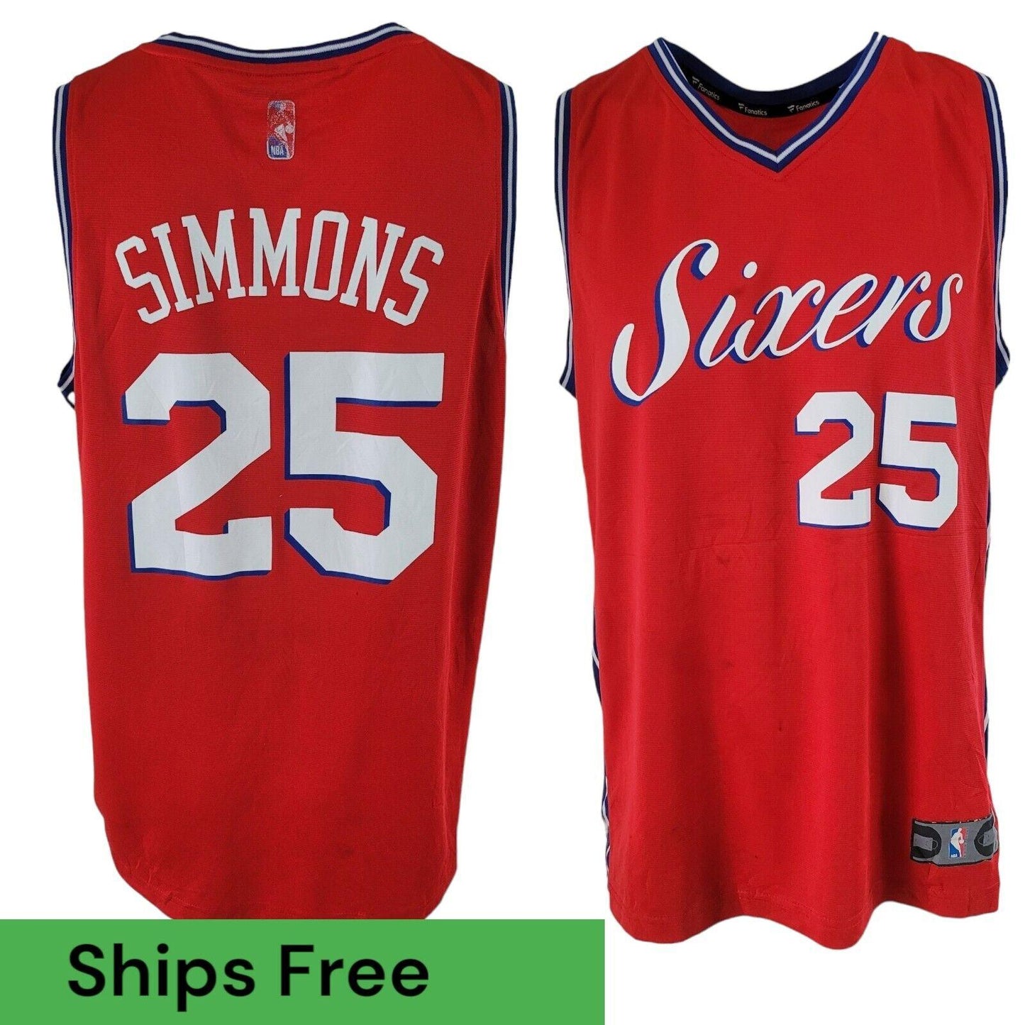 Philadelphia Sixers #25 Ben Simmons NBA Jersey - Authentic Size L-USASTARFASHION