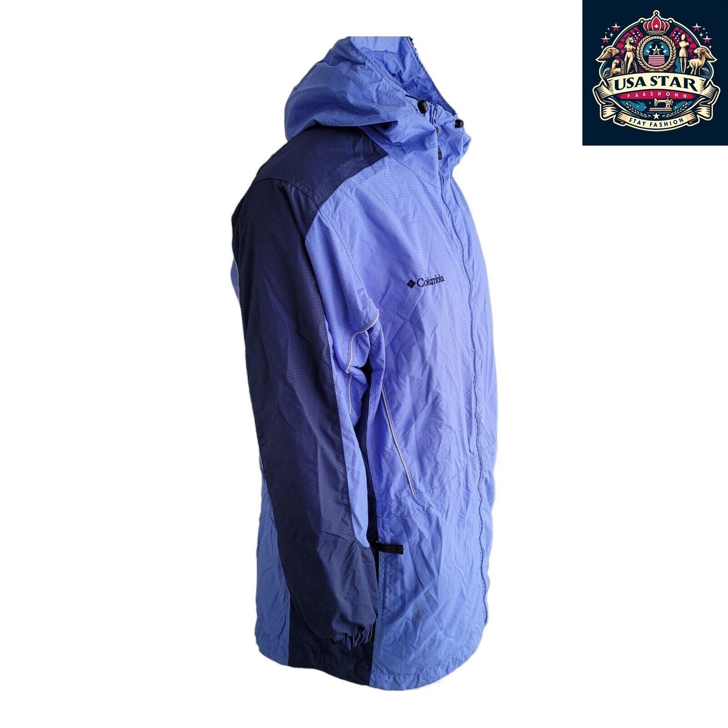 Columbia Women's Waterproof Jacket Size L - 100% Waterproof, Lightweight, Breathable in Stylish Blue - USASTARFASHION