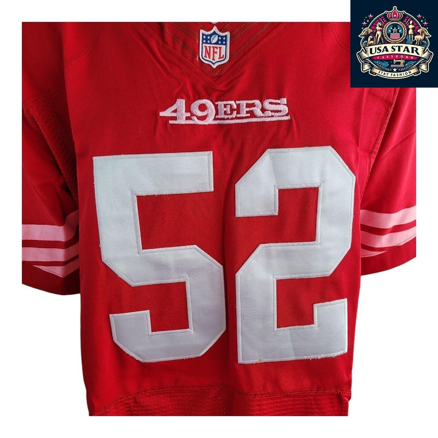 San Francisco 49ers Jersey - Officially Licensed Home Medium Player No. 52 Willis - 100% Polyester - USASTARFASHION