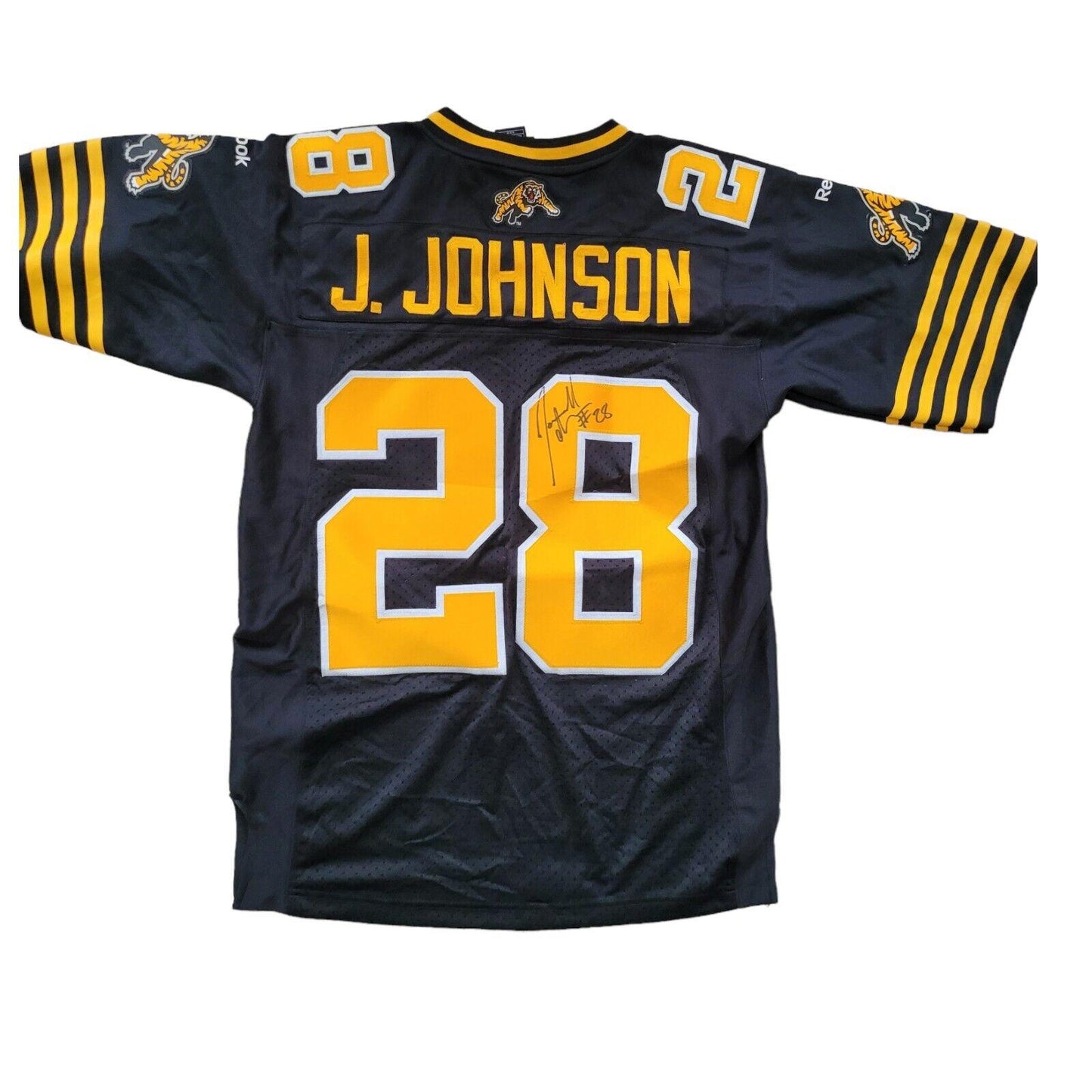 Hamilton Tiger-Cats CFL Reebok J. Johnson # Jersey - Signed, Size M-USASTARFASHION