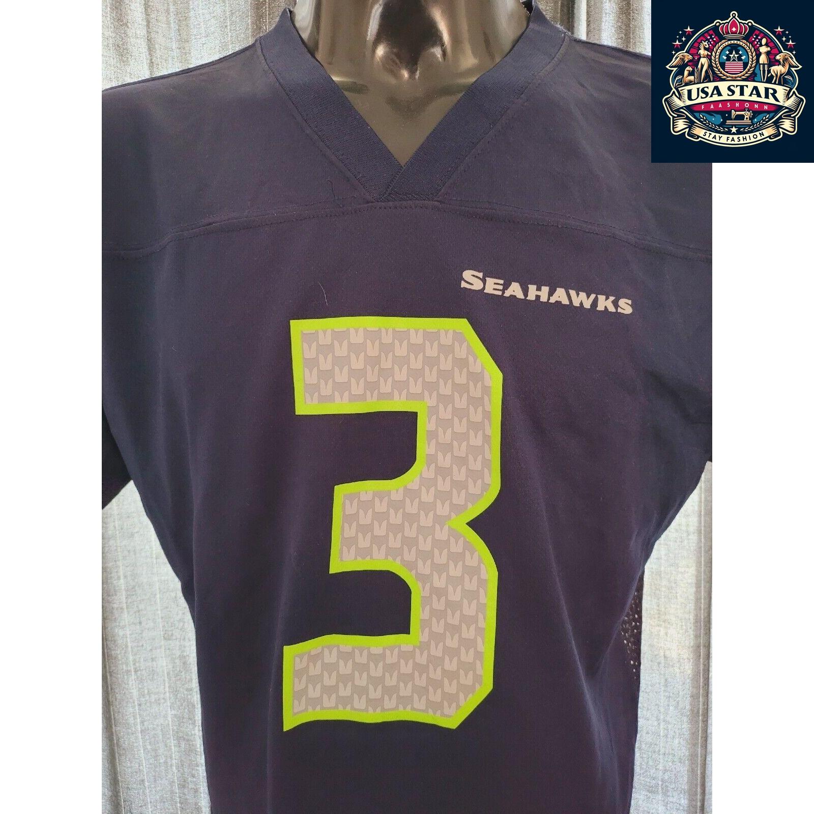 Seattle Seahawks Youth Jersey XL (18-20) - Wilson #3, Breathable Fabric, Grade A Condition - USASTARFASHION