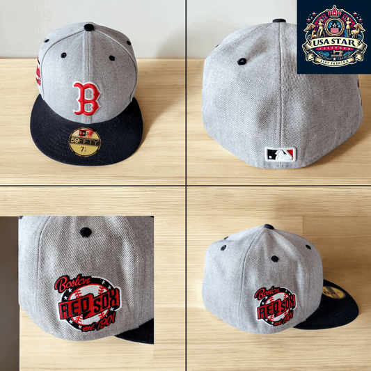 Boston Red Sox Fitted Cap 59FIFTY - Grey/Black, Size 7 1/4 (57.7cm), Premium Comfort & Style - USASTARFASHION