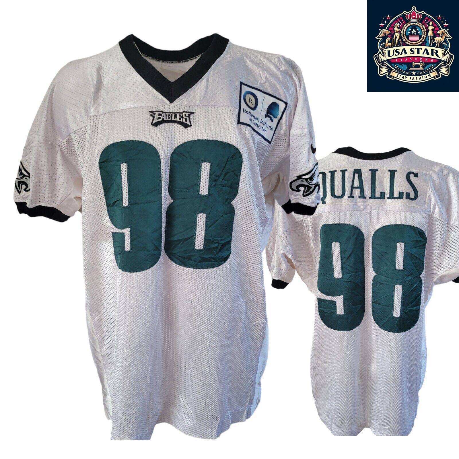 Elijah Qualls Jersey #98 Philadelphia Eagles Game-Issued White XXL - Authentic Memorabilia - USASTARFASHION