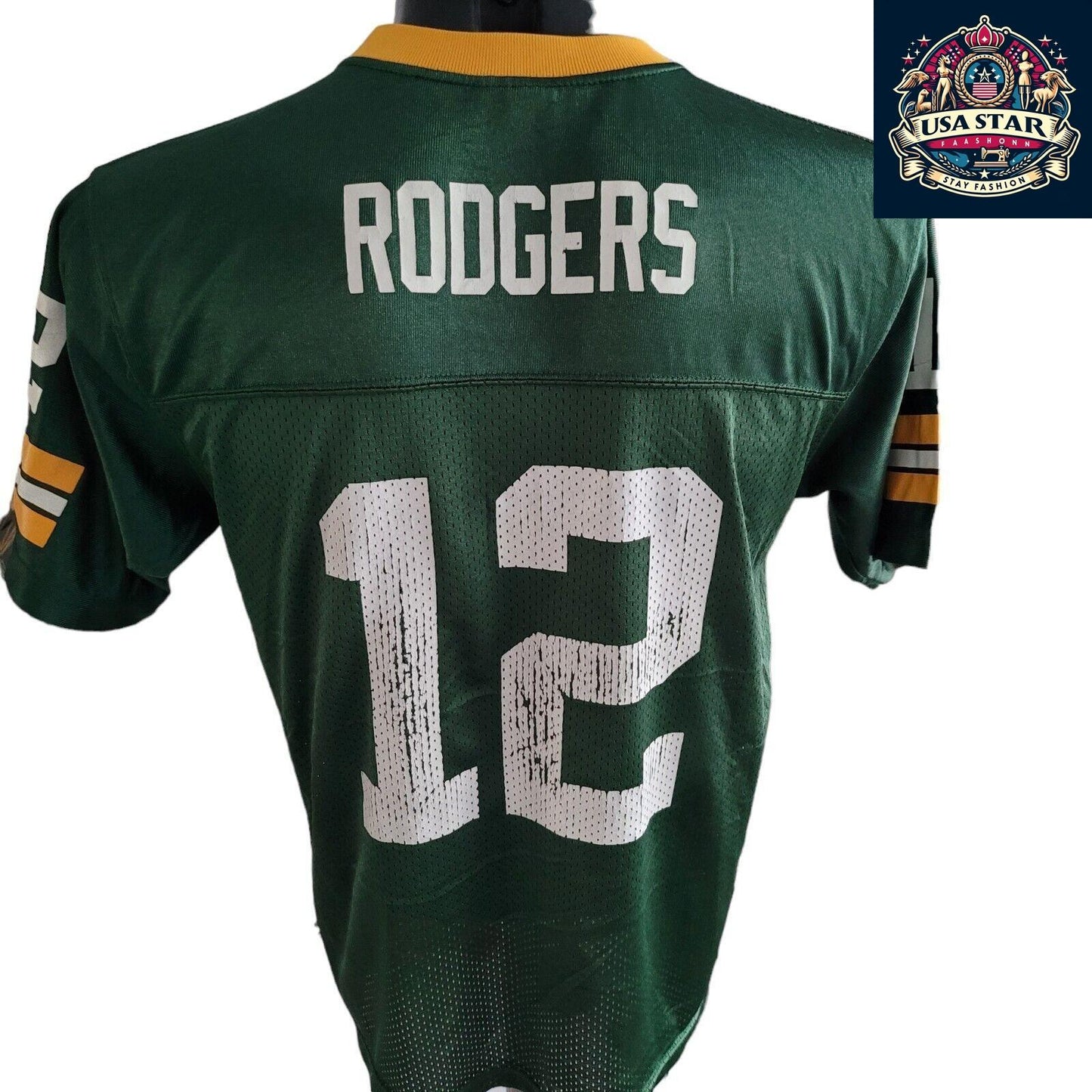 Green Bay Packers Youth Jersey - Aaron Rodgers #12 L (14-16) - Comfortable Fit & Durable Design - USASTARFASHION