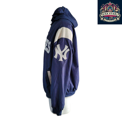 Vintage Yankees Jacket XL Men's Bomber by G-III Sports with Hood & Functional Pockets - USASTARFASHION