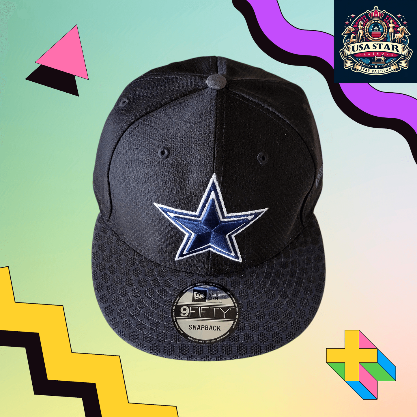 New Era 9FIFTY Dallas Cowboys Snapback Cap - Black/Grey Adjustable Hat for Team Pride - USASTARFASHION