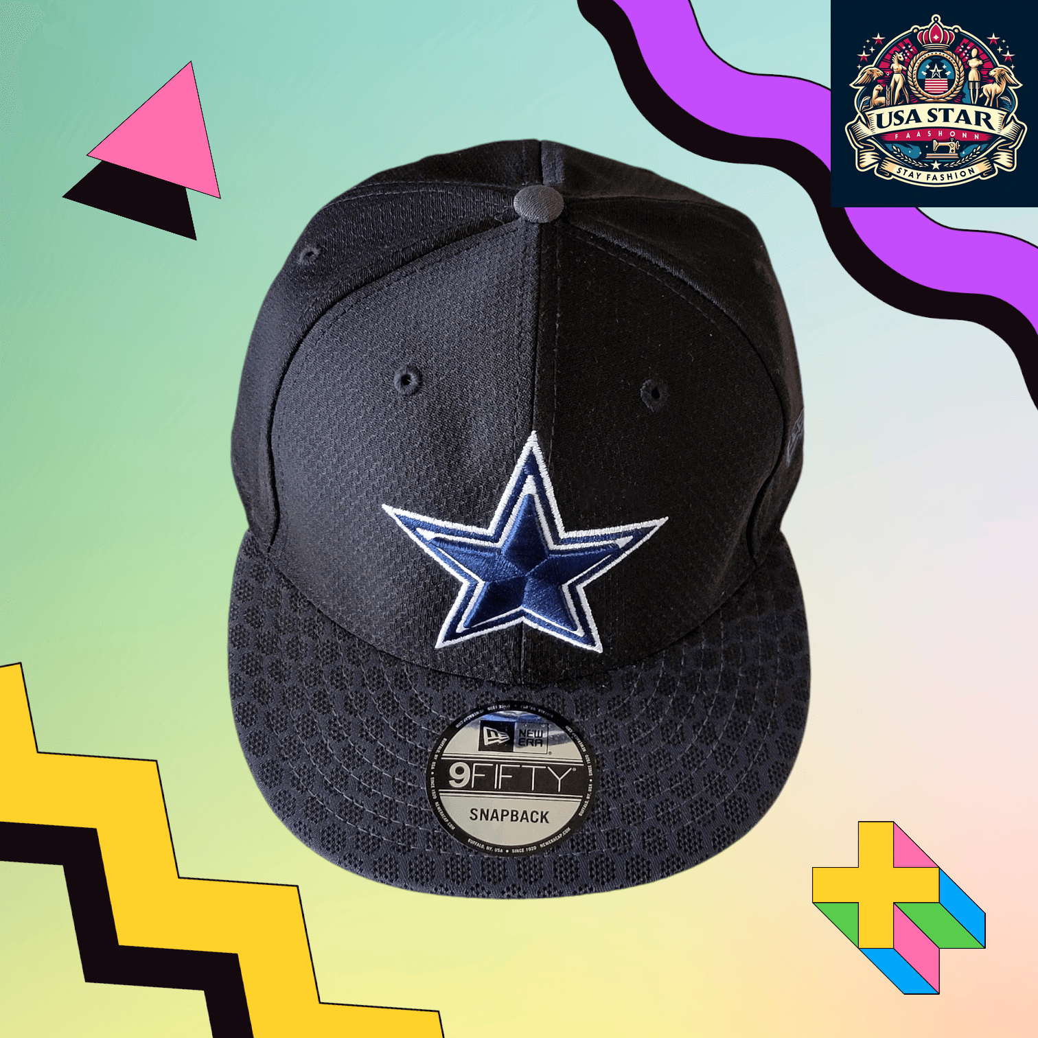 New Era 9FIFTY Dallas Cowboys Snapback Cap - Black/Grey Adjustable Hat for Team Pride - USASTARFASHION