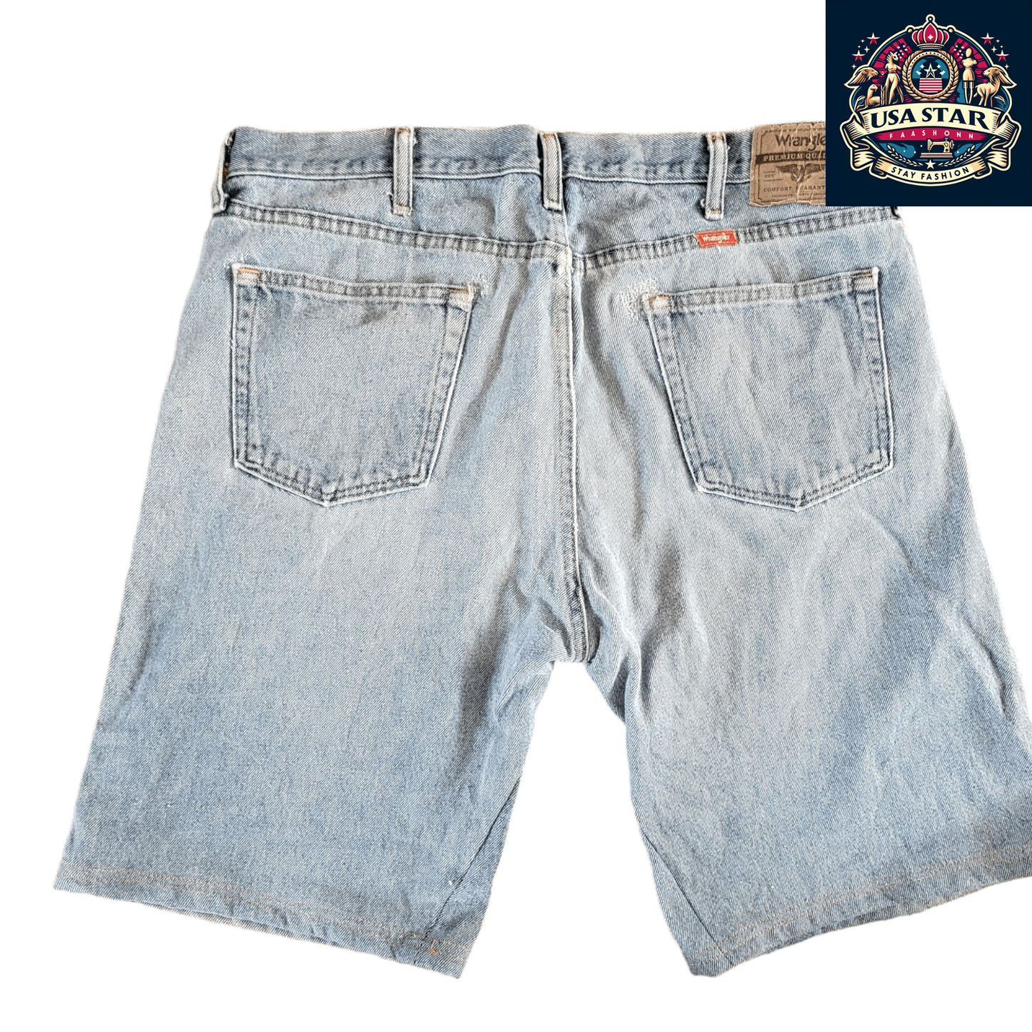 Wrangler Jorts, W38 , Light Blue Denim, Ideal for Workwear and Activities - USASTARFASHION