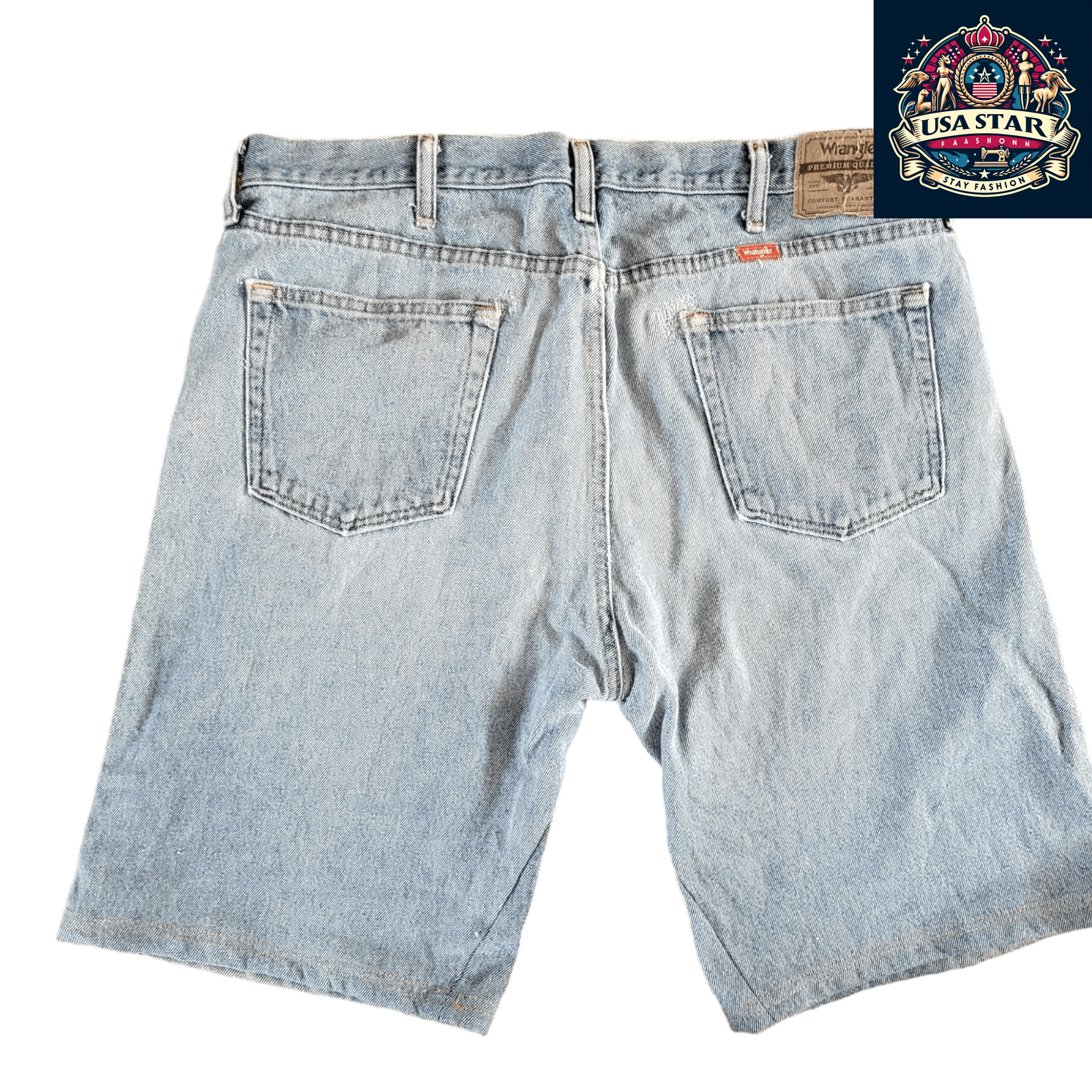 Wrangler Jorts, W38 , Light Blue Denim, Ideal for Workwear and Activities - USASTARFASHION