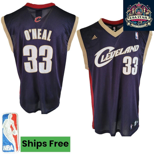 Cleveland Cavaliers Jersey #33 O'Neal by Adidas - Authentic Size L Basketball Shirt - USASTARFASHION