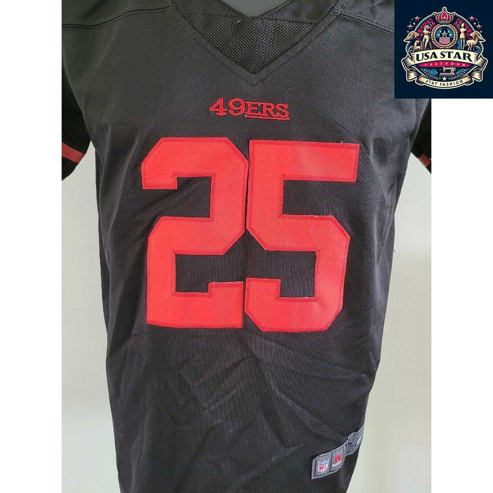 NFL Nike San Francisco 49ers Jersey #25 Richard Sherman Youth XL Black Football Shirt for Kids - USASTARFASHION