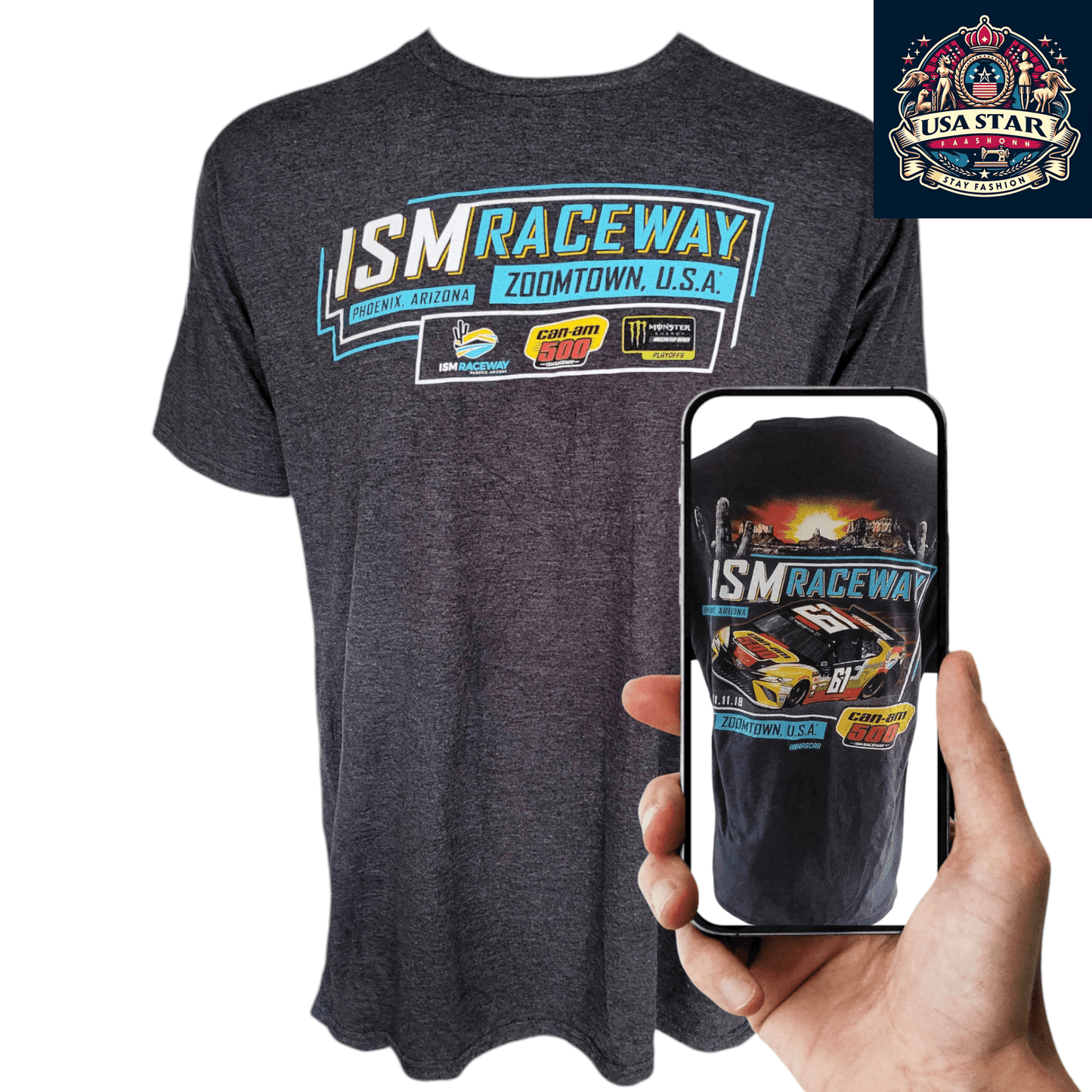 Fanatics ISM Raceway NASCAR T-Shirt XL - Can-Am 500 Race Car Graphic in Soft Cotton - USASTARFASHION